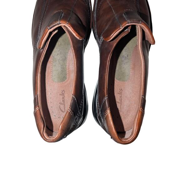 Clarks shoes Men's Escalade Step Loafers Brown Leather Slip On Size 11M Casual - Picture 7 of 9
